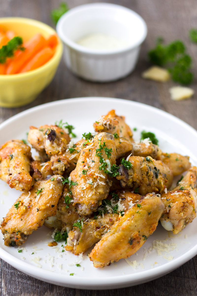 Baked Garlic Parmesan Chicken Wings - Cooking For My Soul