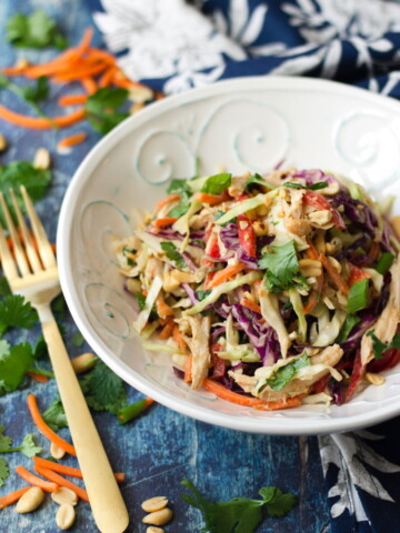 asian chicken slaw salad with peanuts