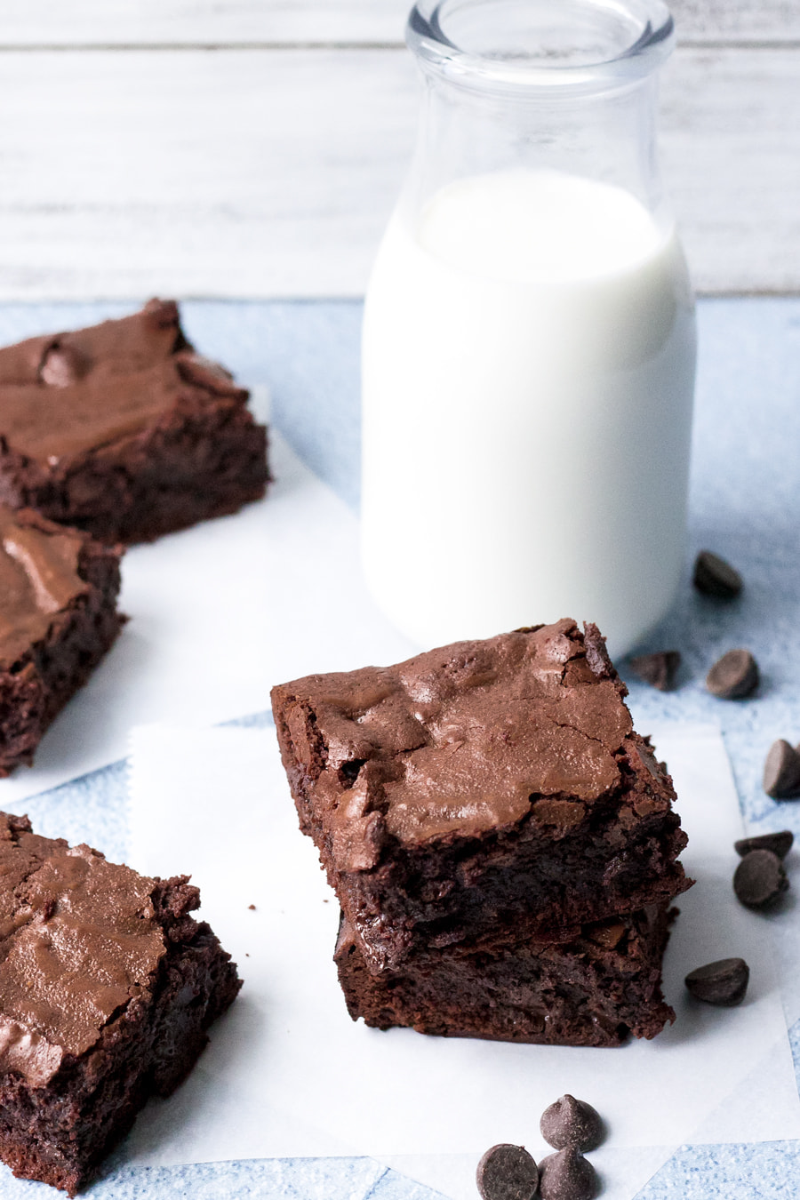perfect fudgy brownie squares with milk