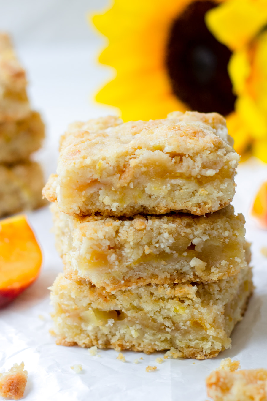 stacked apple peach crumb bars