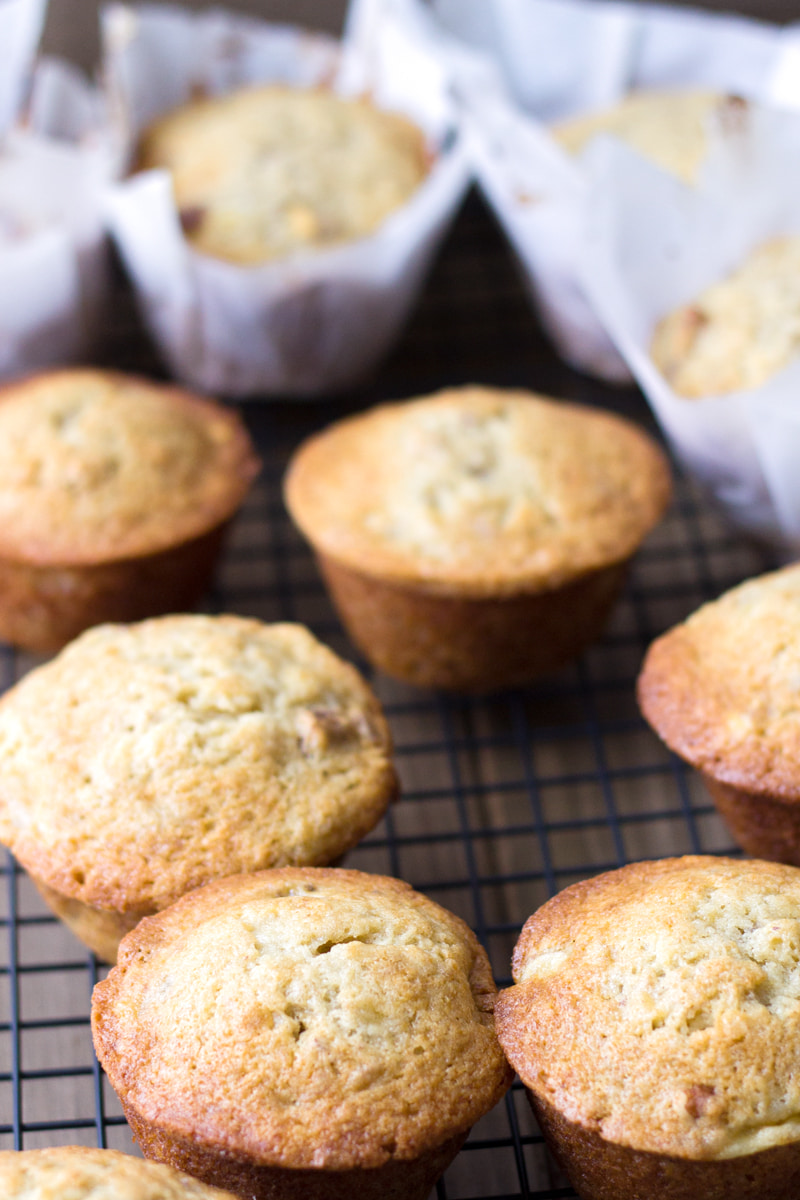 banana muffins on cooling rack