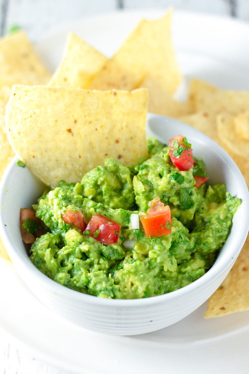 easy guacamole with tortilla chips