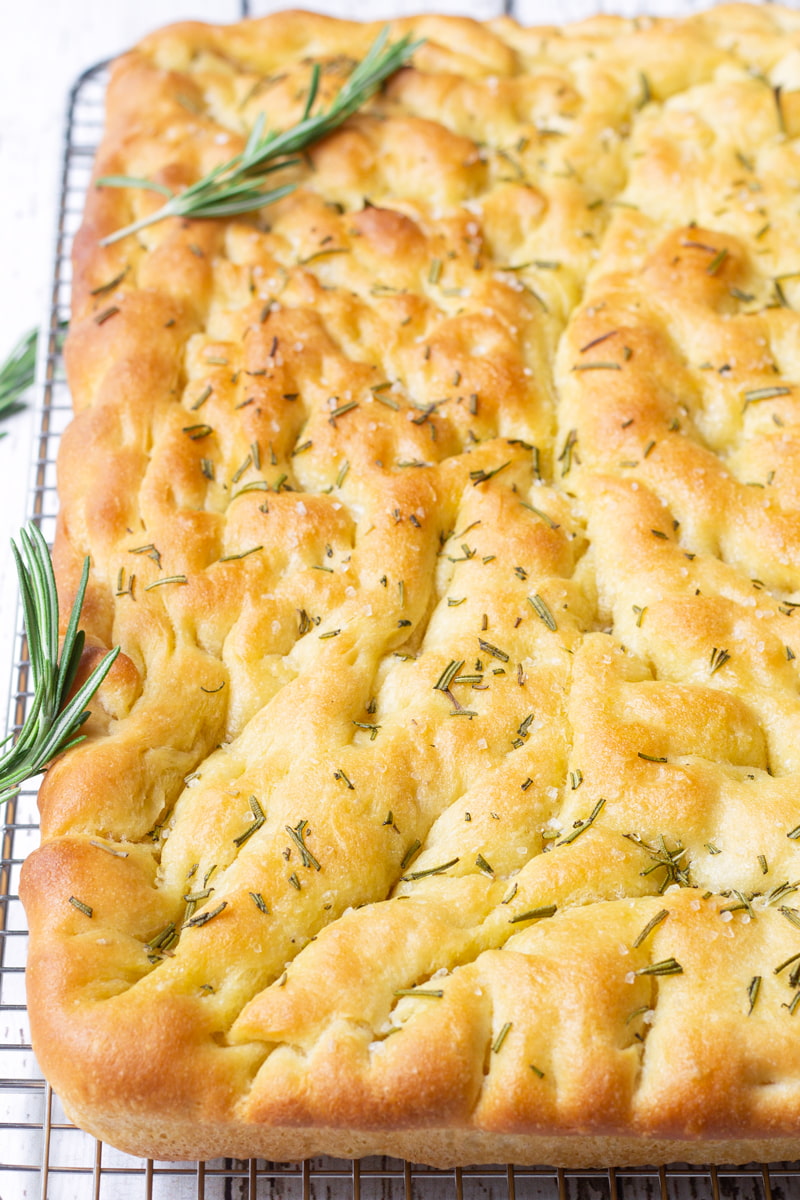 rosemary focaccia bread with olive oil
