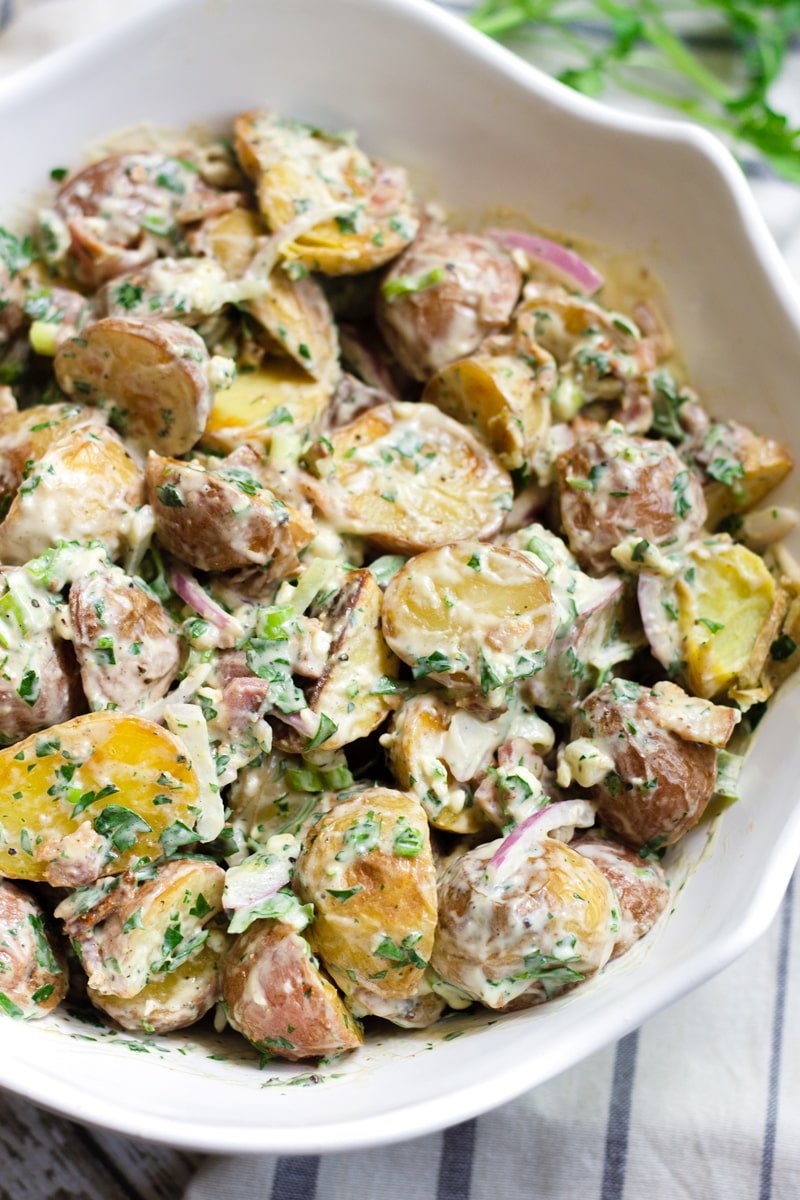 Blue Cheese and Bacon Potato Salad - Cooking For My Soul