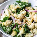 cauliflower and kale salad with tahini dressing