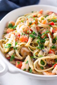 Garlic Shrimp Fettuccine With Tomatoes And Mushrooms - Cooking For My Soul