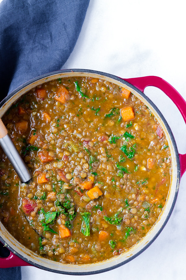 Easy Lentil Soup with Carrots and Kale - Cooking For My Soul