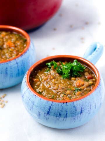 easy lentil soup with carrots and kale
