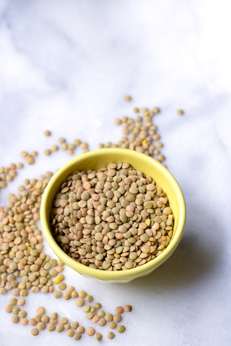 lentils in yellow bowl