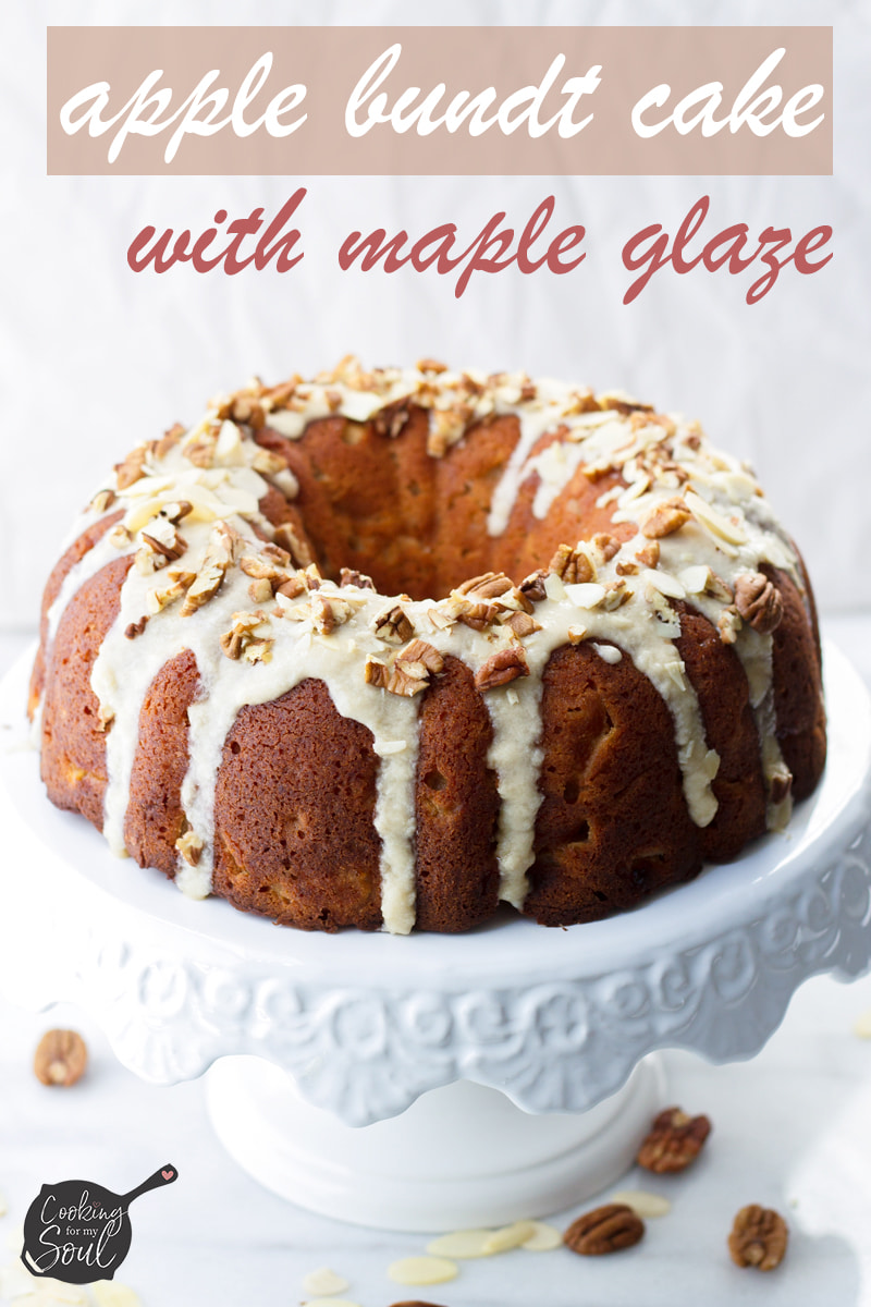 easy apple cinnamon bundt cake with pecans and almonds