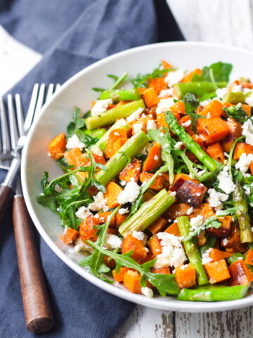 healthy sweet potato and asparagus salad
