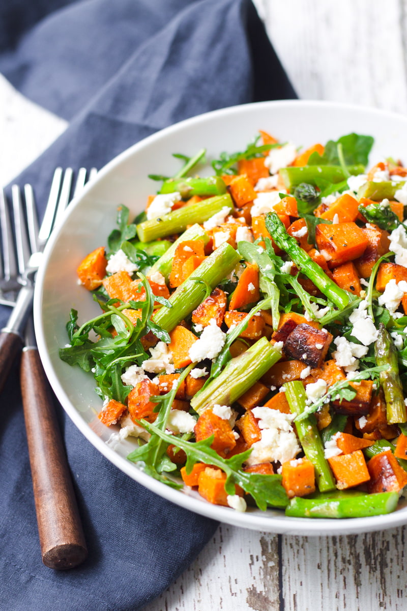 Roasted Asparagus and Sweet Potato Salad - Cooking For My Soul