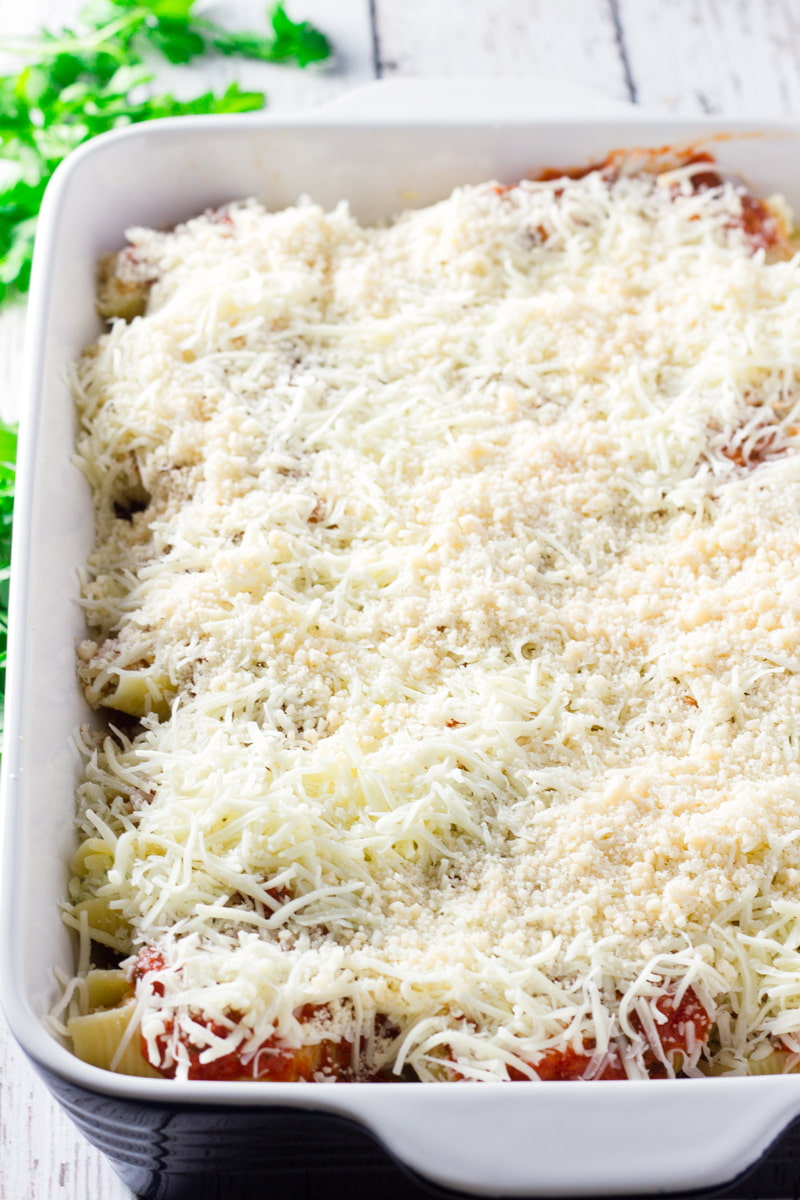 stuffed pasta shells topped with cheese