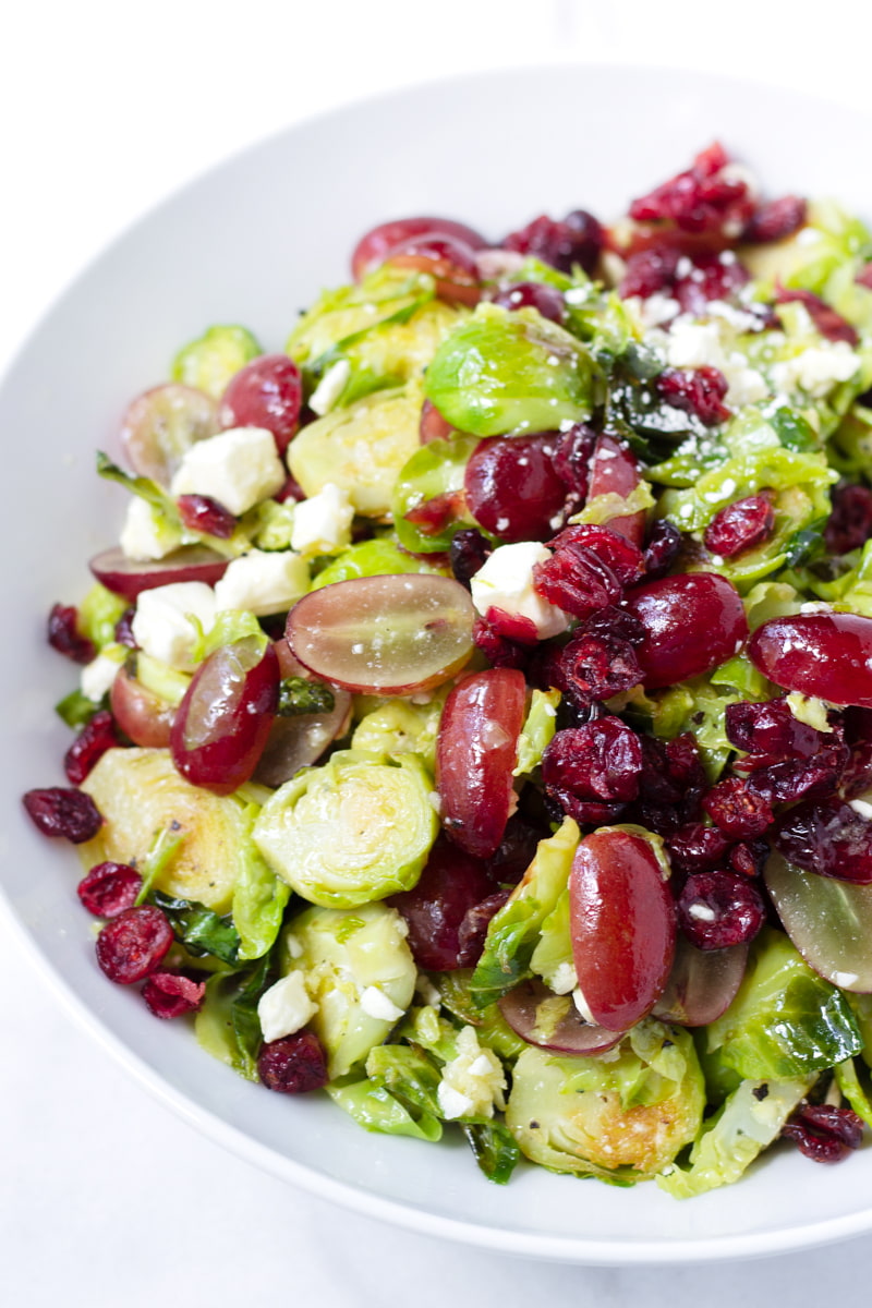 Roasted Brussels Sprouts Salad with Cranberries - Cooking For My Soul