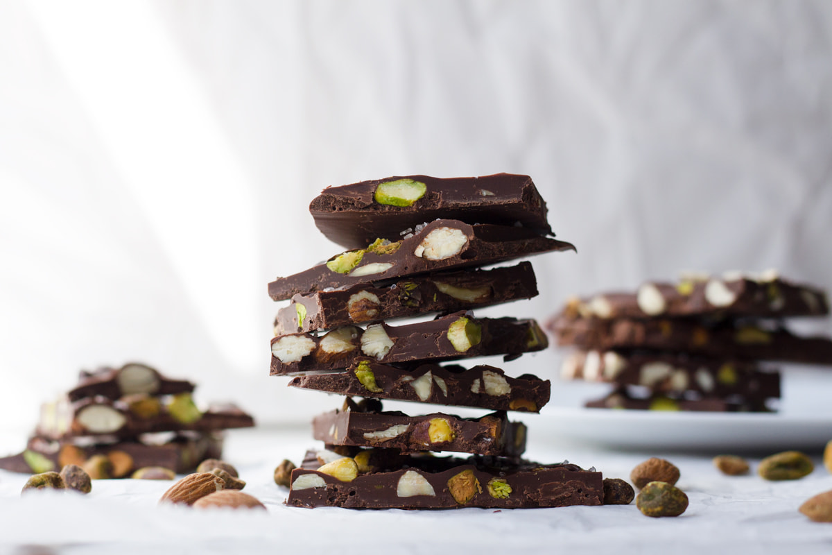 Almond and Pistachio Chocolate Bark