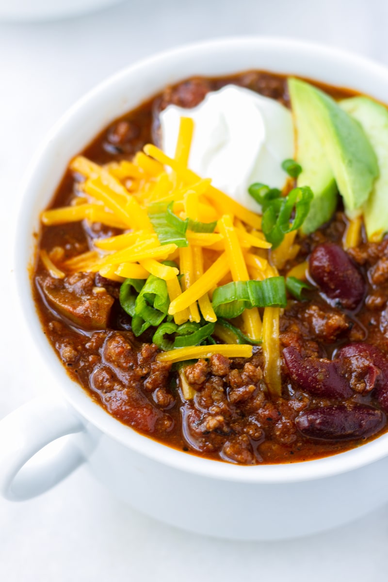 Beef and Beer Chili with Avocado