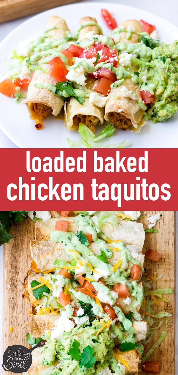 Oven Baked Chicken Taquitos with Toppings