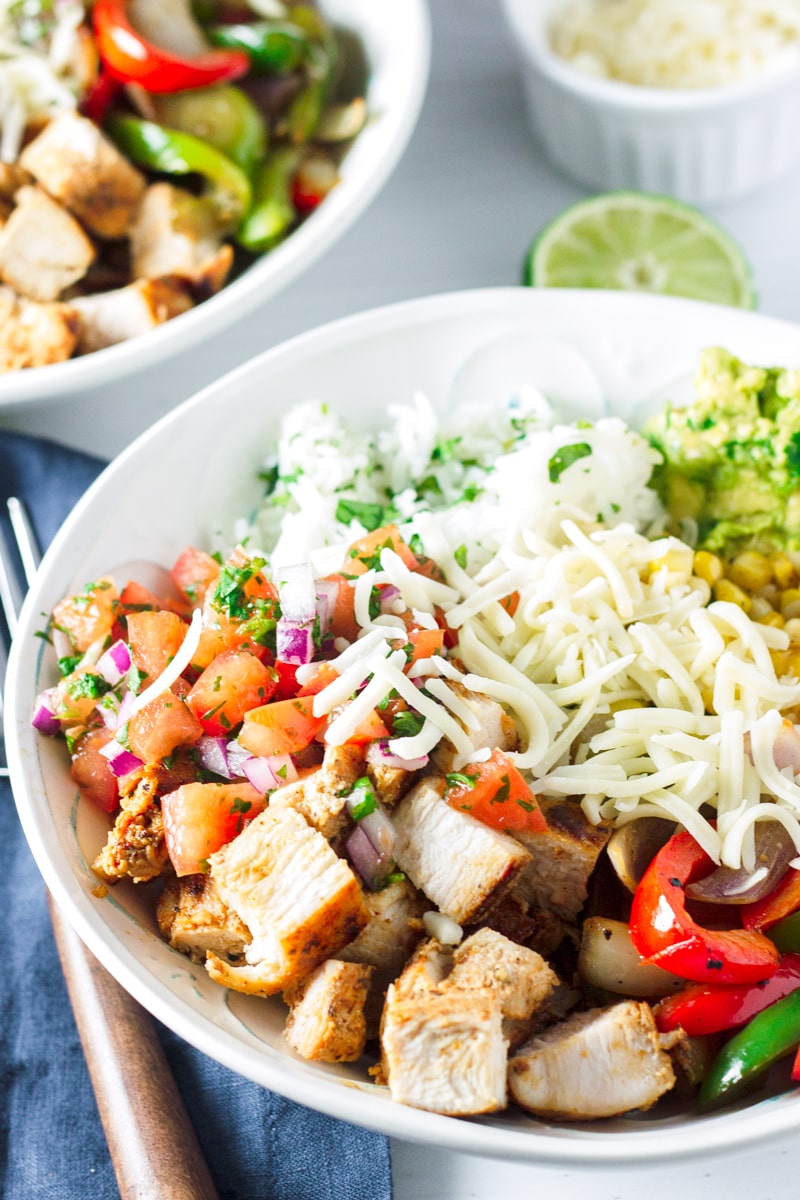 Chicken Fajita Bowl Meal Prep Recipe - Key To My Lime