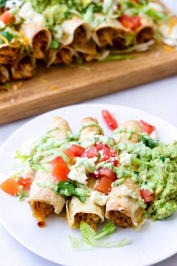 Loaded Baked Chicken Taquitos - Cooking For My Soul