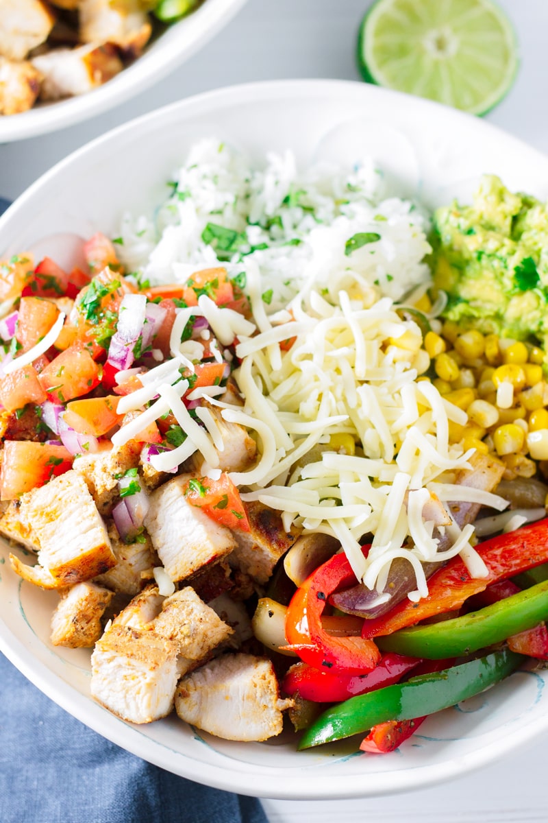 Chicken Fajita Bowls with Cilantro Lime Rice