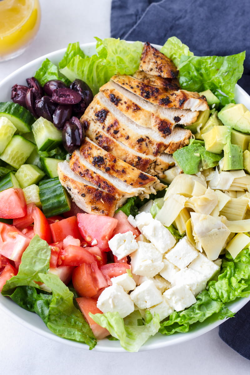 Grilled Chicken Salad with Feta and Olives
