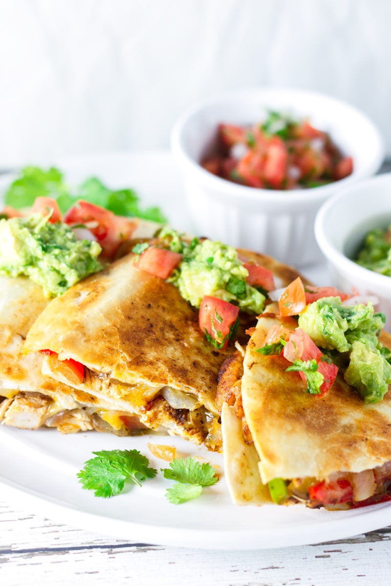 Authentic Chicken Quesadillas with Guacamole