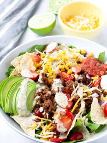 Beef Taco Salad with Chipotle Ranch Dressing