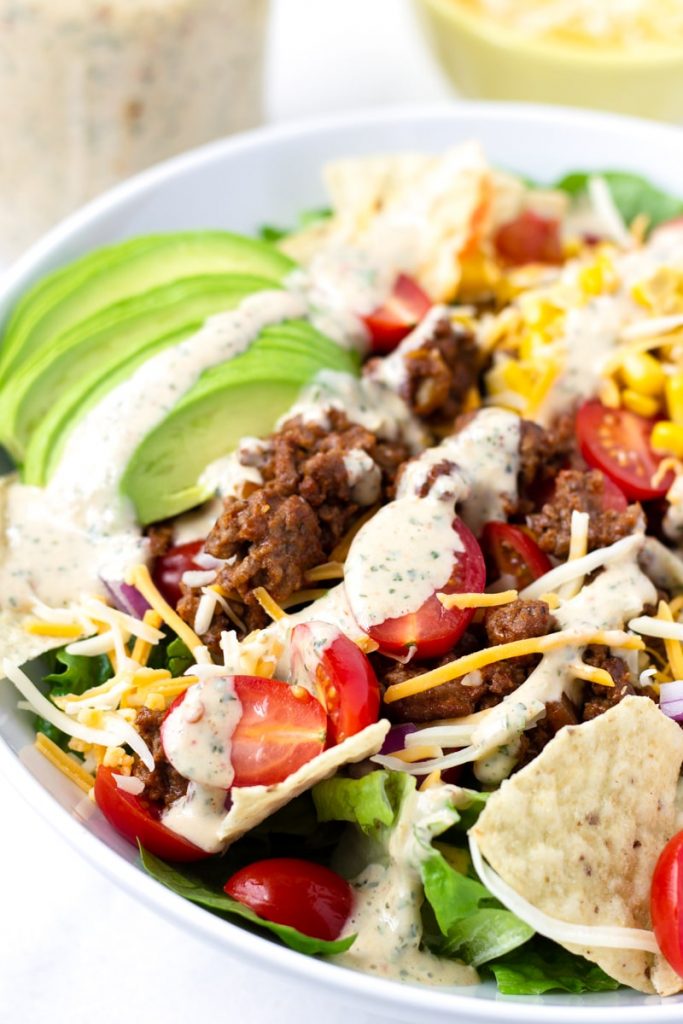 Rundvlees Taco salade met Chipotle Ranch Dressing Anne Marie