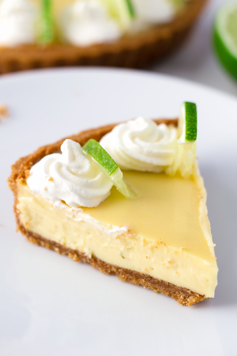 A Slice of Key Lime Pie Made with Graham Crust