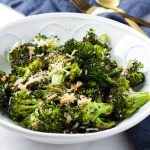 Broccoli Florets Roasted with Garlic on a Bowl