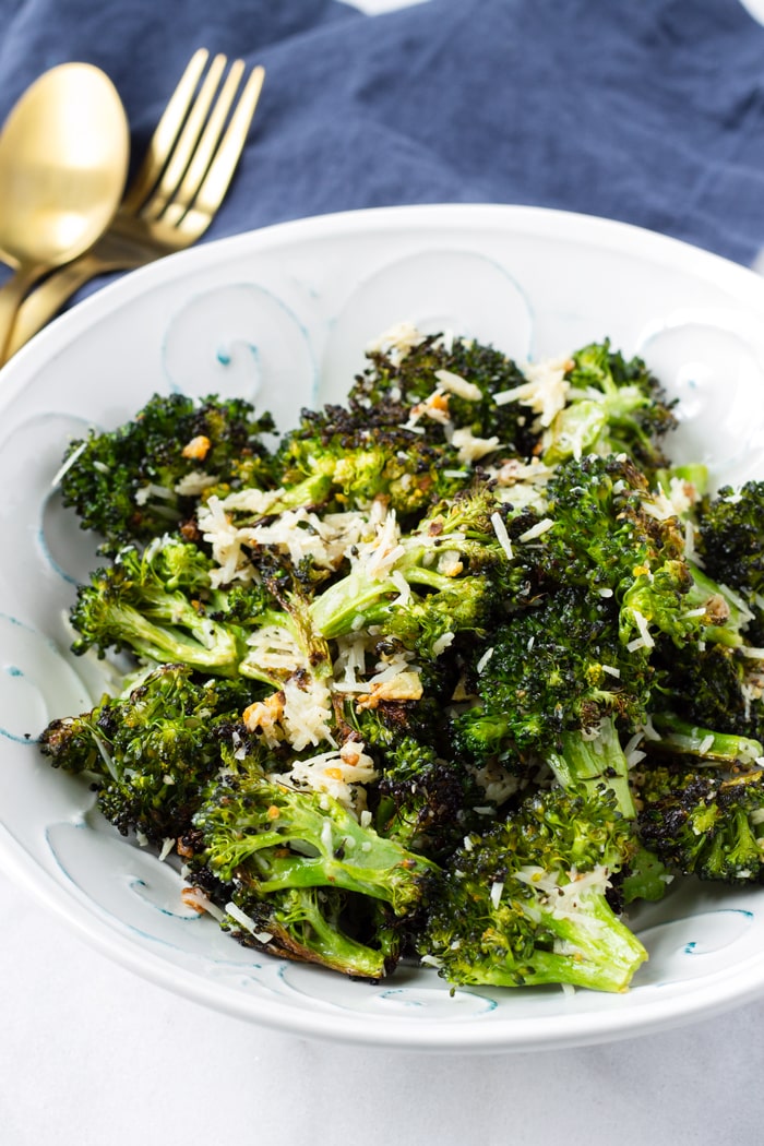 Roasted Broccoli Florets with Shredded Parmesan Cheese