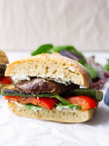 Grilled Vegetable Sandwich with Goat Cheese on Ciabatta