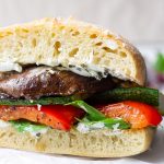 Grilled Portobello, Bell Peppers, and Zucchini Sandwich with Cheese
