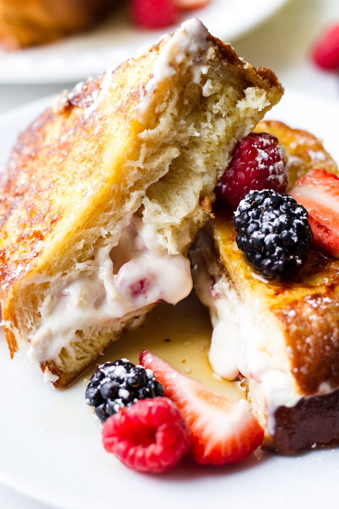 Challah French Toast Stuffed with Berries and Cream