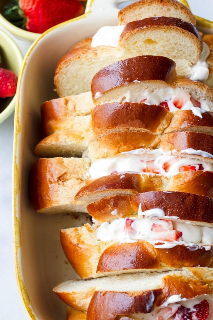 Stuffed Challah Bread Slices with Cream Cheese with