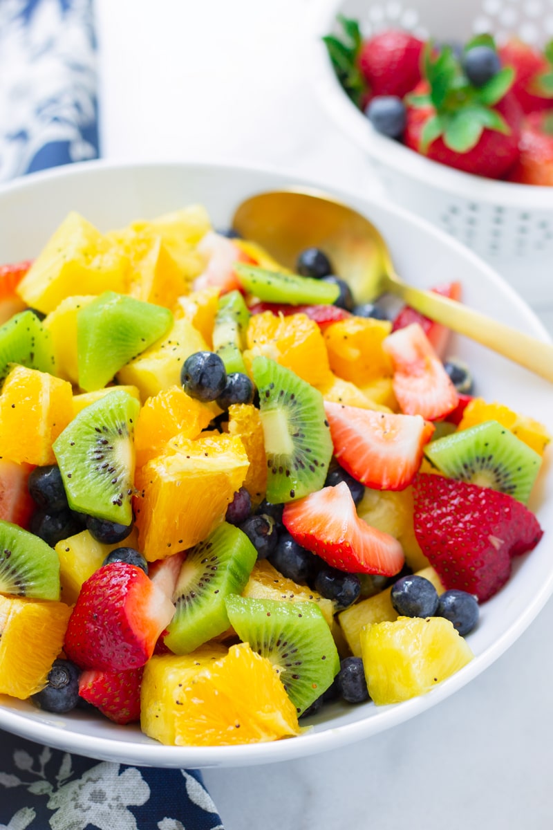 Kiwi, Orange, Strawberry Fruit Salad with Poppy Seed Dressing