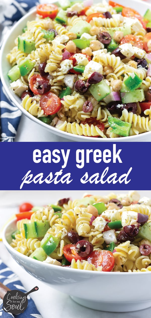 Easy Greek Pasta Salad - Cooking For My Soul