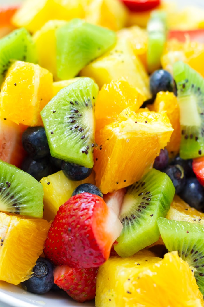 Kiwi and Strawberry Fruit Salad with Orange Poppy Seed Dressing