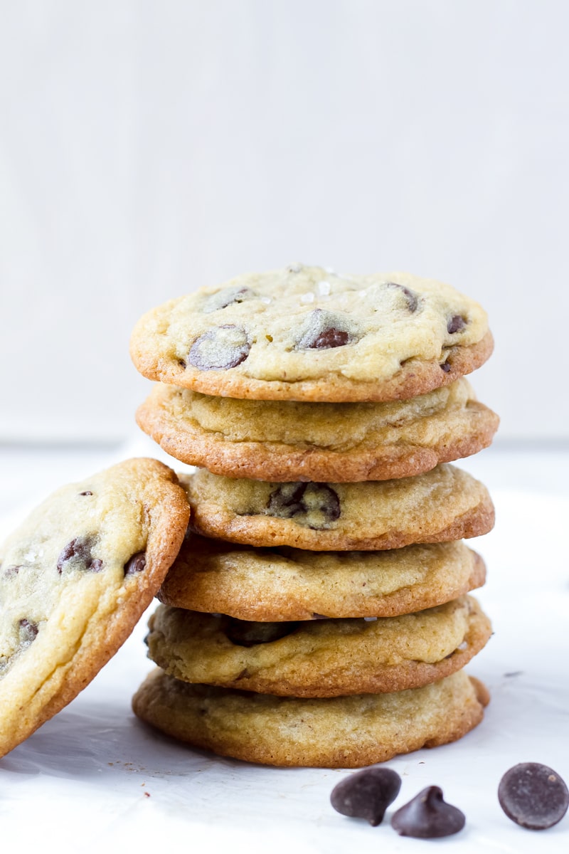 Stack of Salted Chocolate Chip Cookies