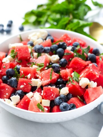Watermelon Feta Salad with Blueberries and Mint
