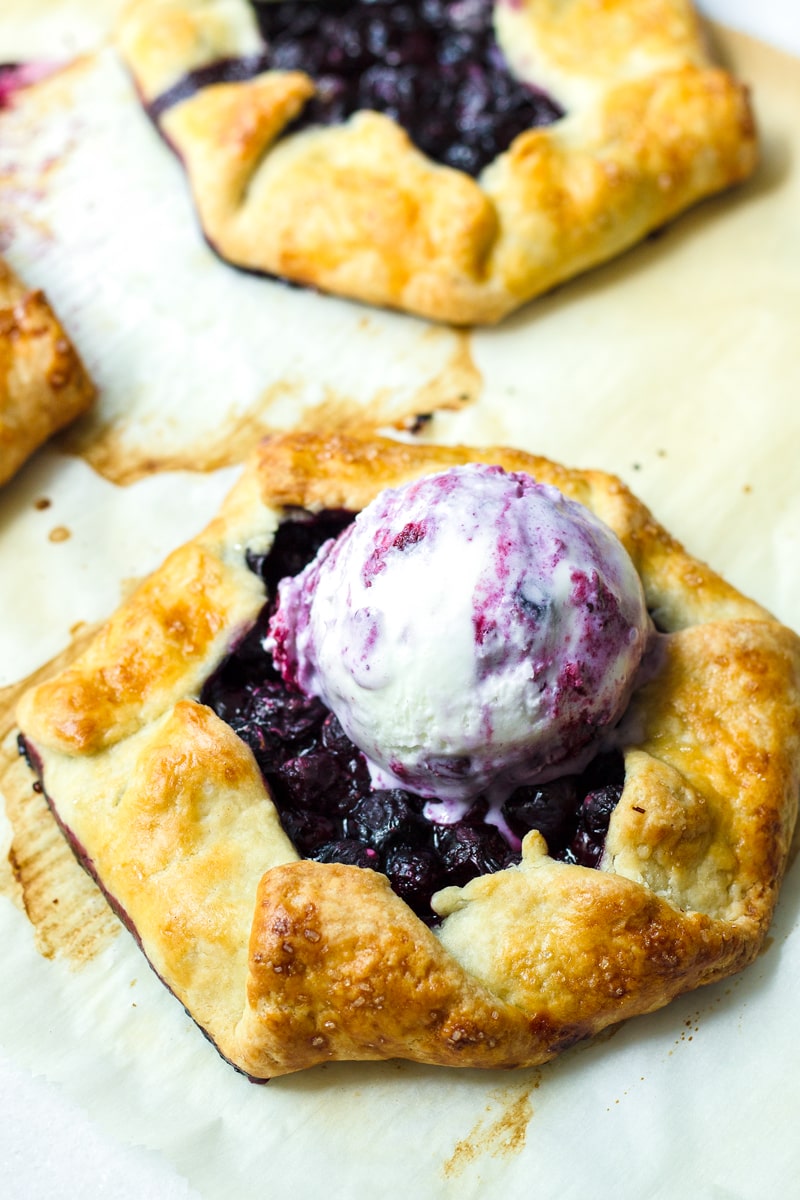 Blueberry Galette with Blueberry Cheesecake Ice Cream Scoop
