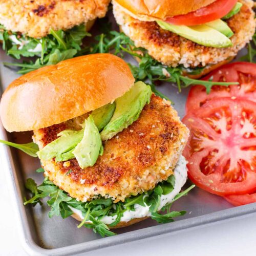 Salmon Burgers with Garlic Herb Sauce - Cooking For My Soul
