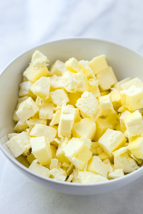 Cold Butter Cubes for Homemade Pie Crust