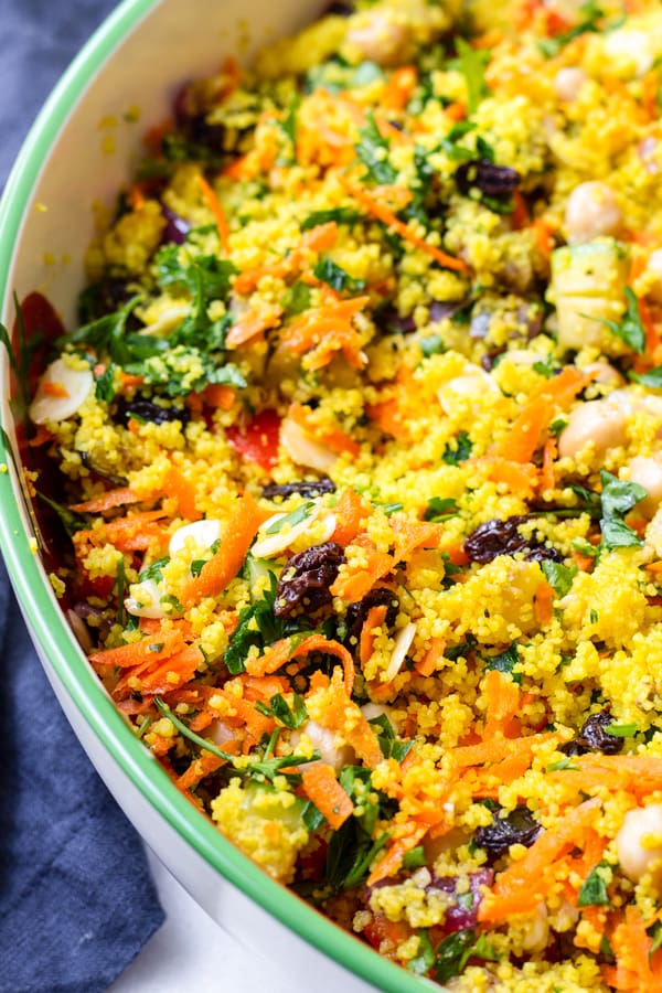 A bowl of Moroccan Couscous with Turmeric