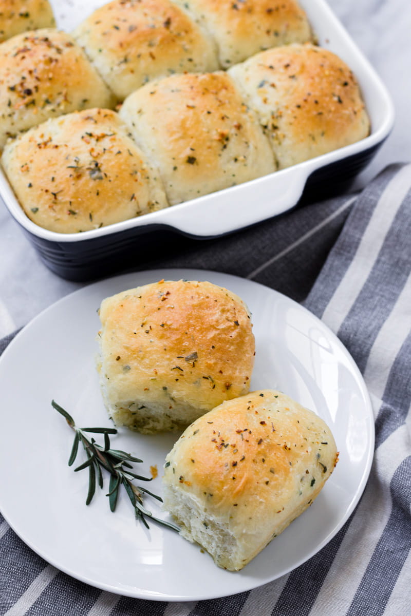 Soft Herb Dinner Rolls Butter