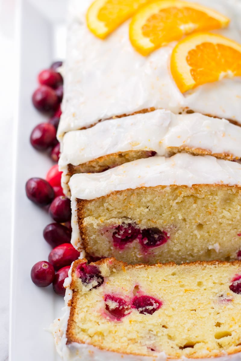 Orange Pound Cake Mixed with Cranberries