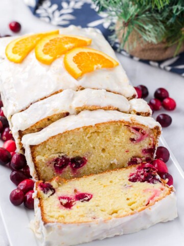 Easy Cranberry Orange Pound Cake with Thick Icing