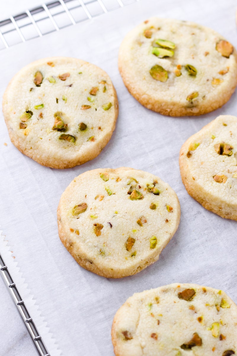 Pistachio Shortbread Cookies with Dark Chocolate - Cooking For My Soul