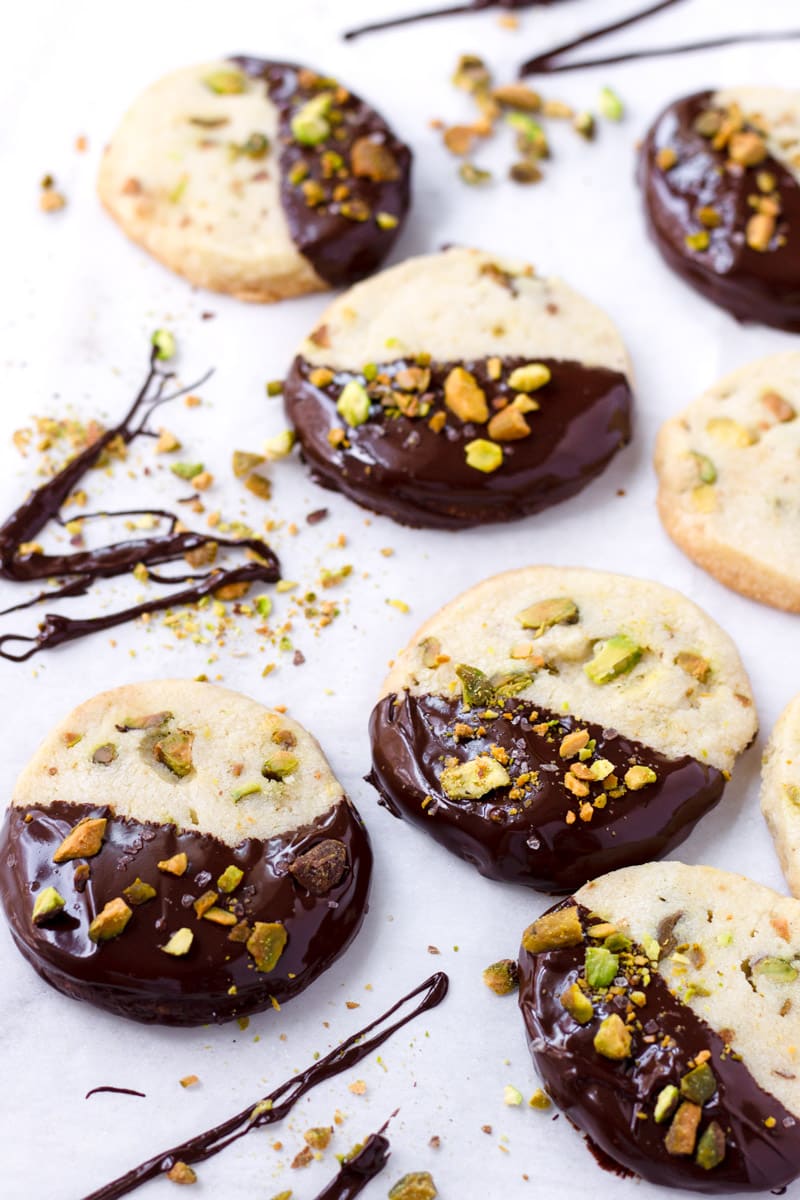 Pistachio Shortbread Cookies with Dark Chocolate Cooking For My Soul