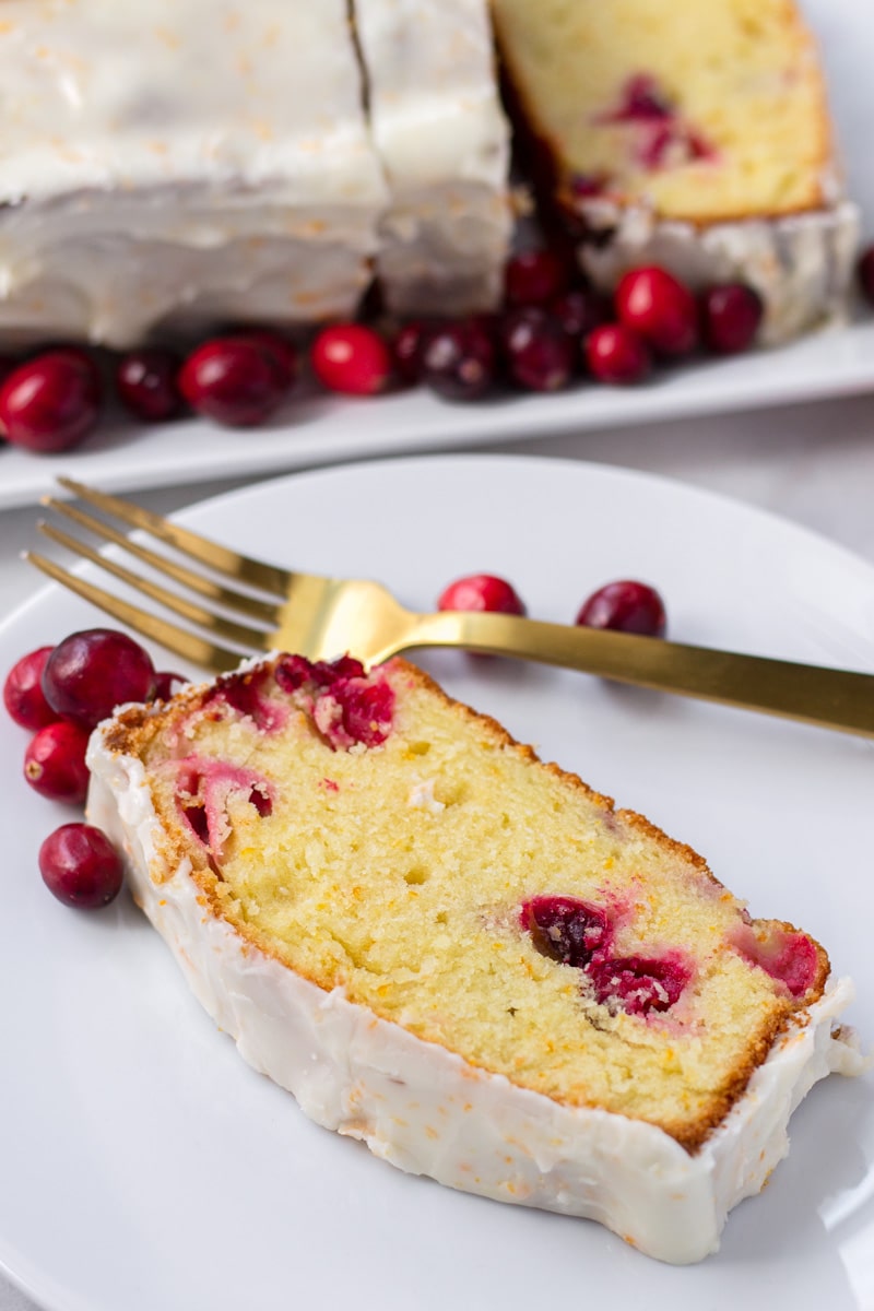 Slice of Cranberry Orange Pound Cake